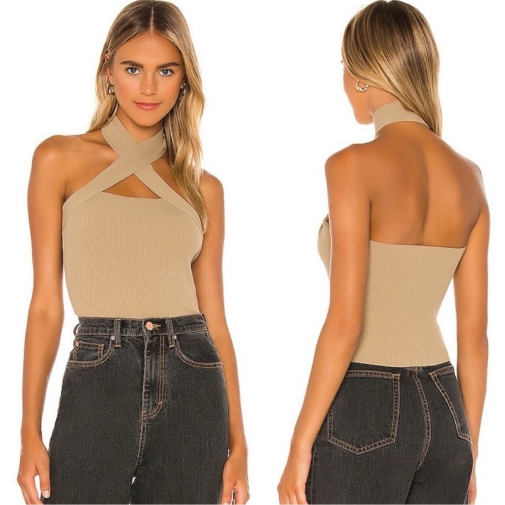 NWT NBD Yvette Halter Top in Taupe size Small